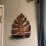 Wooden Monstera Wall Shelf
