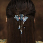 Temperament Butterfly Rhinestone Tassel Hair Clip