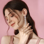 Crystal Petal Tassel Earrings