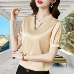 High Quality V-Neck Slimming Satin Shirt