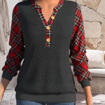 Sweater with Checkerboard Pattern and Buttons