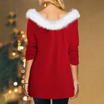 Christmas Top with Sequins and Fur Collar