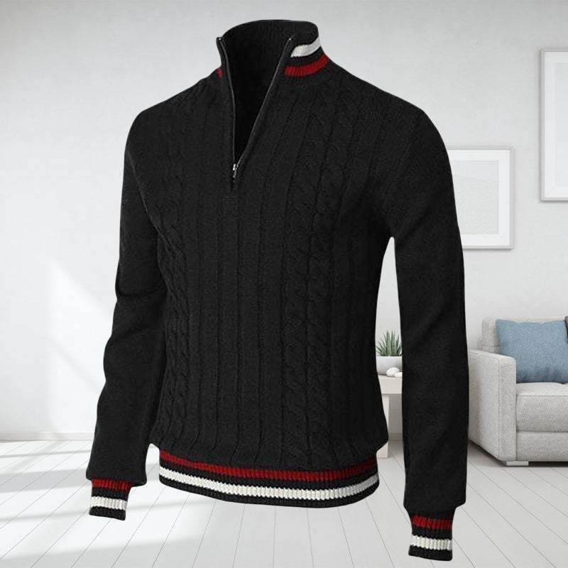 Color Block Turtleneck With Zip Closure