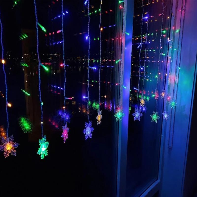 Curtain Snowflake LED String Lights
