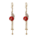 Withinhand Golden Peacock Drop Earrings