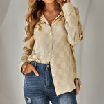 Cardigan Casual Check Jacquard Shirt