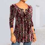 Floral Print Split Neck Top