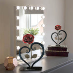 Metal Rose with Heart-Shaped Stand