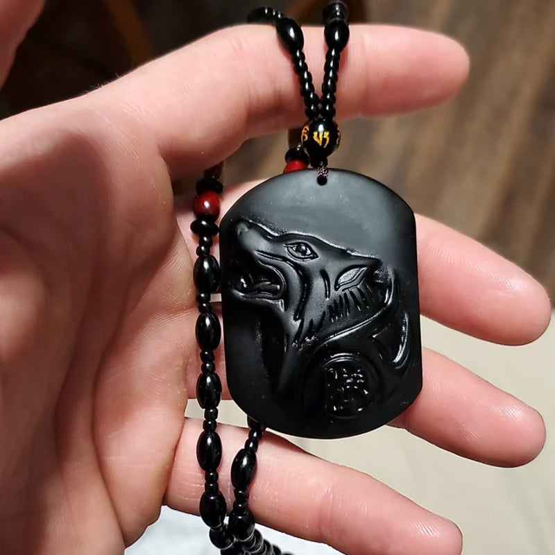 Save A Wolf Obsidian Necklace
