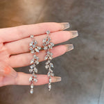 Crystal Petal Tassel Earrings