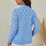Solid Color V-Neck Off-Shoulder Cutout Sweater