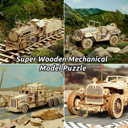 🧒Hot sale 50% OFF🔥Super Wooden Mechanical Model Puzzle Set
