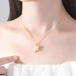 Heart-shaped Opal Lucky Four-leaf Clover Necklace