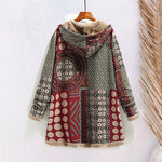 Cotton Linen Print Hooded Sweater Jacket