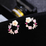 Flower pearl earrings