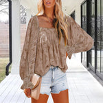 Womens Long Sleeve Tops Square Neck