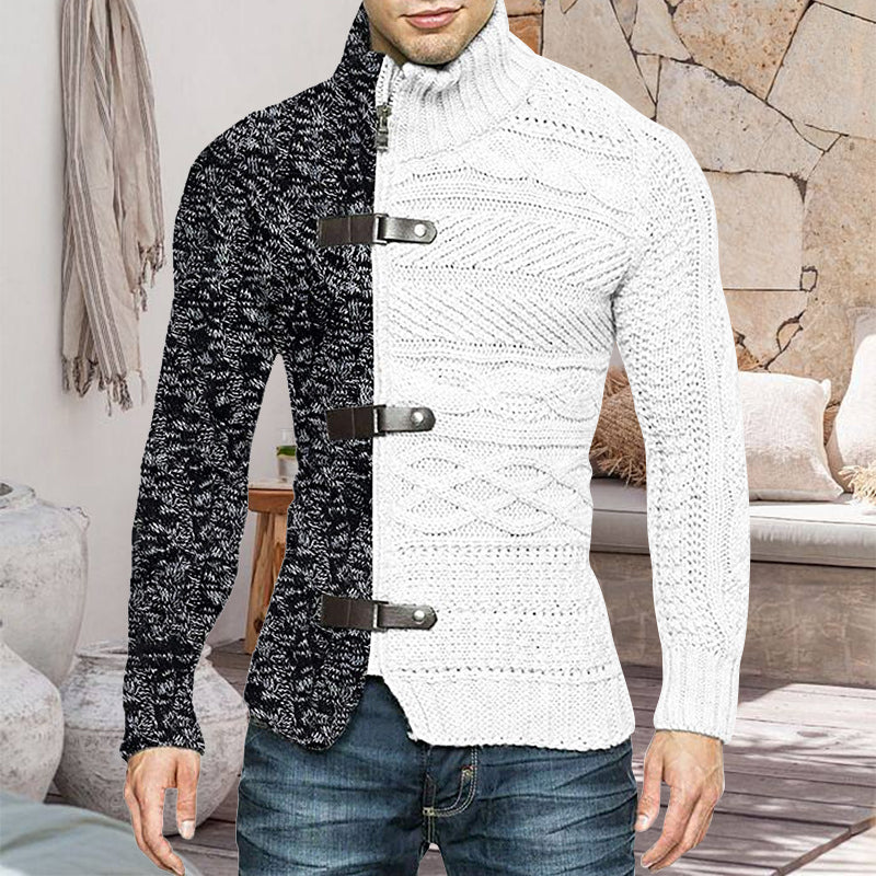 Leather Button Knit Cardigan