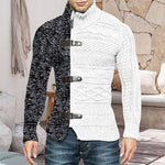 Leather Button Knit Cardigan