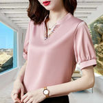 High Quality V-Neck Slimming Satin Shirt