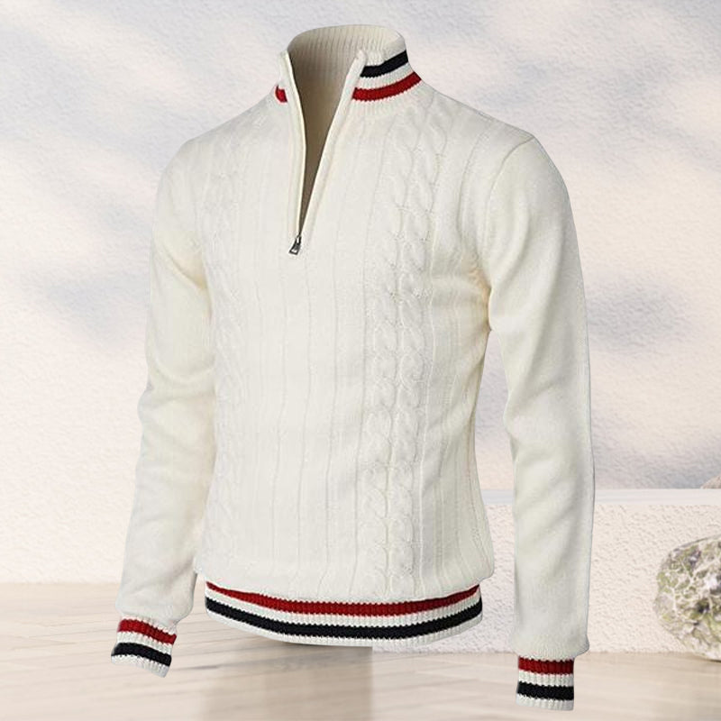 Color Block Turtleneck With Zip Closure