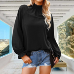 Ladies Chiffon Solid Color Loose Long Sleeve T-Shirt