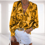 Printed V-Neck Long Sleeve T-Shirt