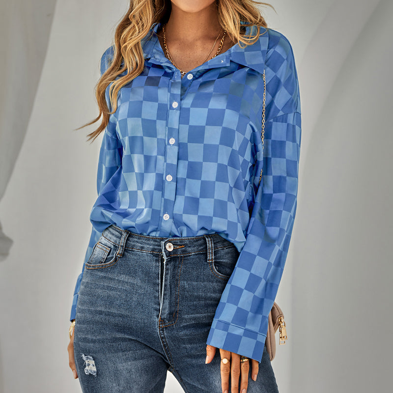 Cardigan Casual Check Jacquard Shirt