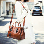 New oil wax leather handbags Boston soft leather big tote bag