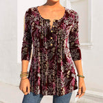 Floral Print Split Neck Top