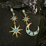 Asymmetric Star And Moon Earrings