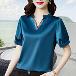 High Quality V-Neck Slimming Satin Shirt