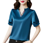 High Quality V-Neck Slimming Satin Shirt