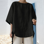 Women's Cotton Linen Solid Color Casual Top