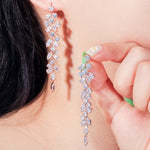 Crystal Petal Tassel Earrings
