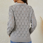 Solid Color V-Neck Off-Shoulder Cutout Sweater