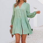 Solid Color Panel Button T-Shirt