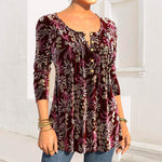 Floral Print Split Neck Top