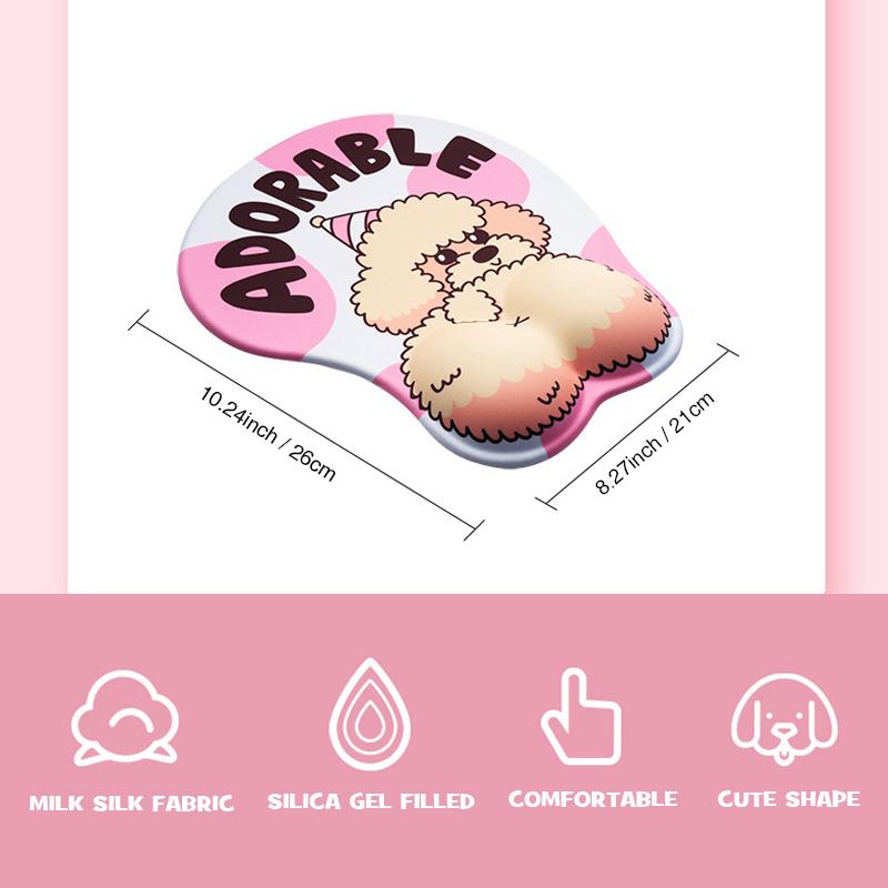 3D Dog Mouse Pad With Wrist Rest