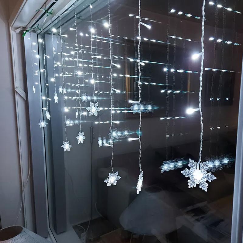 Curtain Snowflake LED String Lights