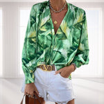 Printed V-Neck Long Sleeve T-Shirt