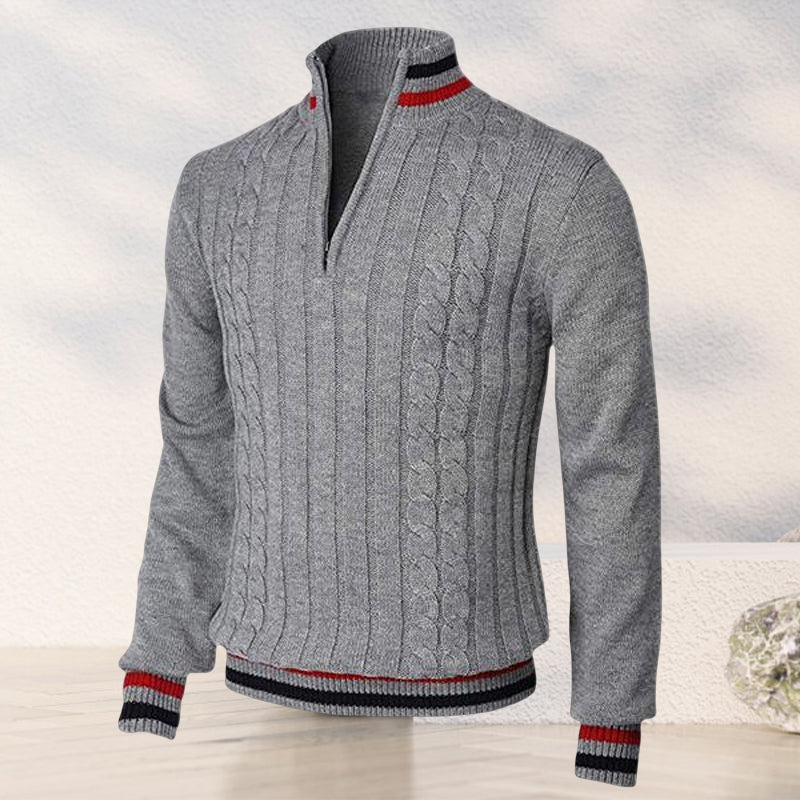 Color Block Turtleneck With Zip Closure