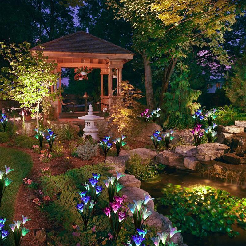Solar Powered LED Flower Stake Set