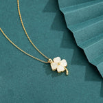 Heart-shaped Opal Lucky Four-leaf Clover Necklace