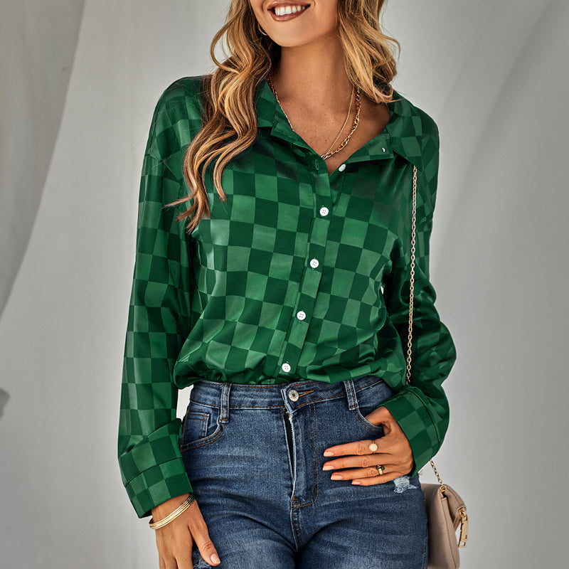 Cardigan Casual Check Jacquard Shirt