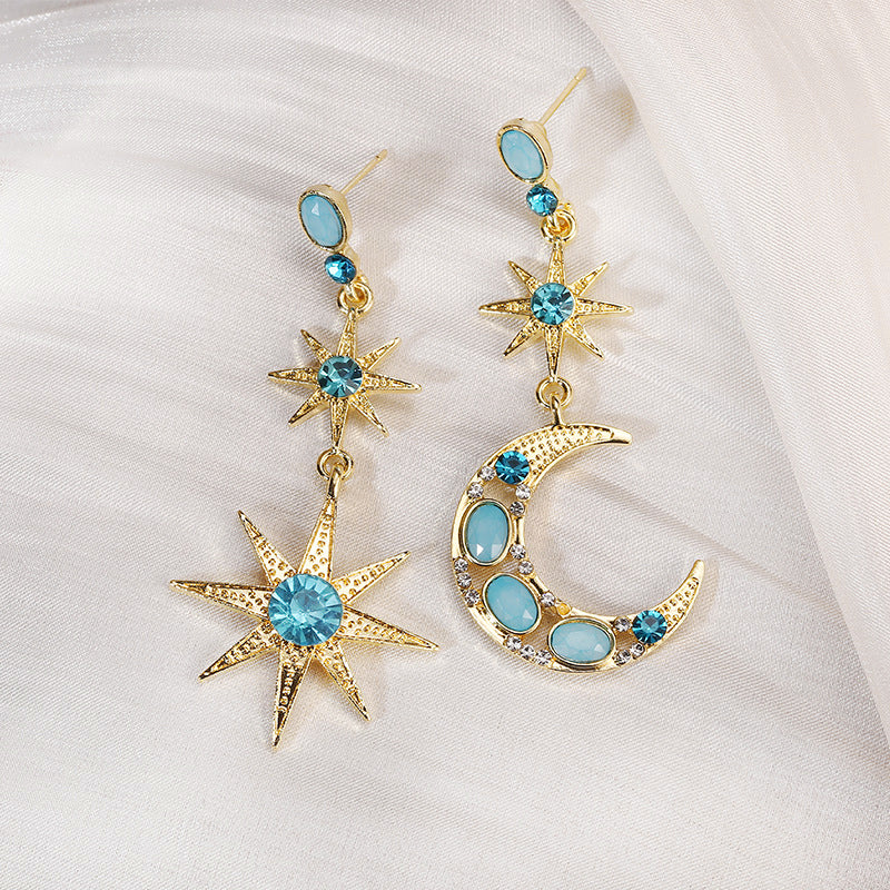 Asymmetric Star And Moon Earrings