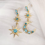 Asymmetric Star And Moon Earrings