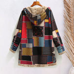 Cotton Linen Print Hooded Sweater Jacket