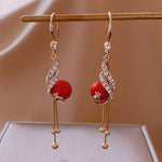 Withinhand Golden Peacock Drop Earrings
