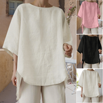 Women's Cotton Linen Solid Color Casual Top