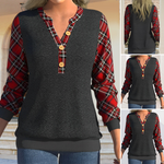 Sweater with Checkerboard Pattern and Buttons
